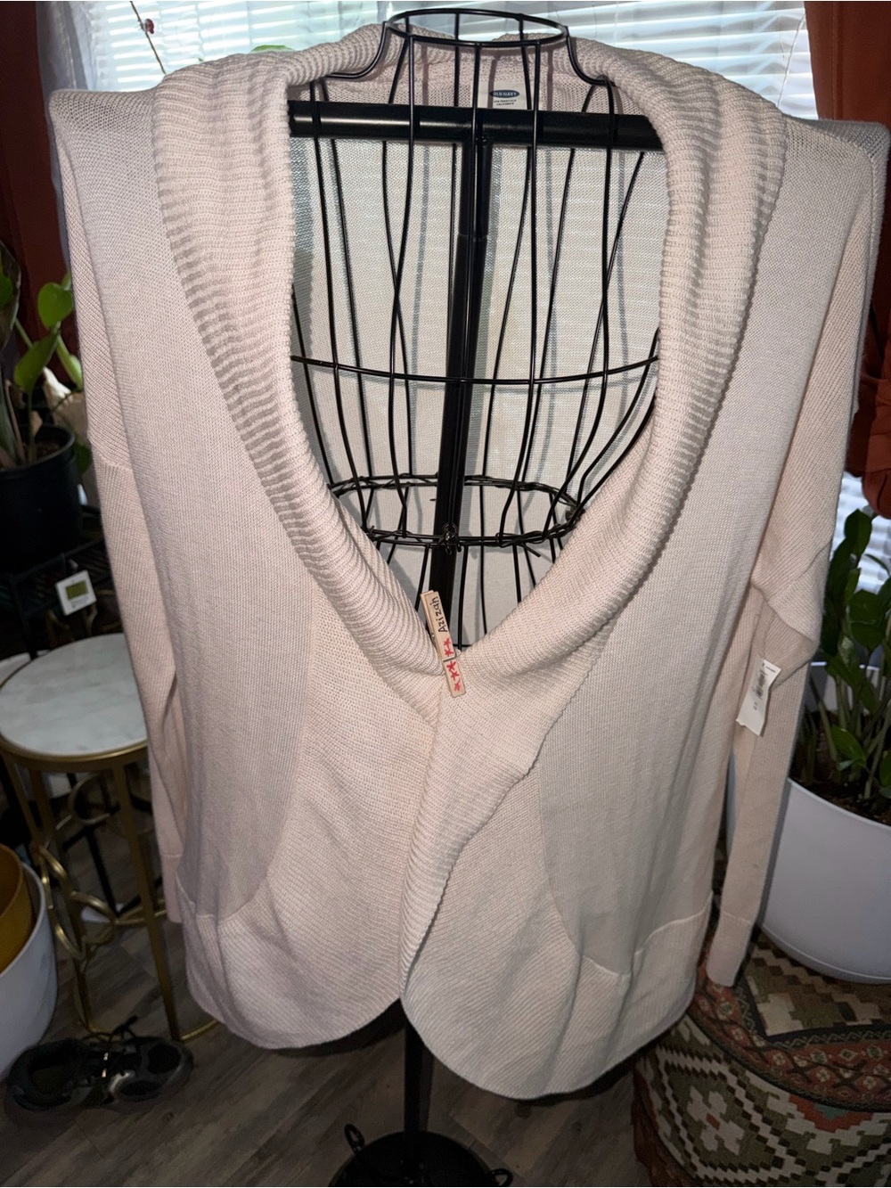 Old Navy Shawl Collar Open-Front Cardigan in Cream